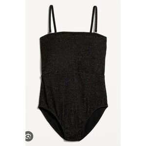 Old Navy Convertible Metallic Shine One-Piece Swimsuit Plus Size 2X Black Gold